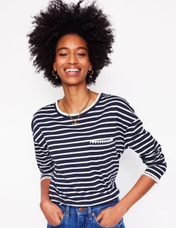 T-shirts & Tops | Oberteile | Boden Kastiges Oberteil mit Deckenstich-Marineblau, Naturweiß Marineblau,Naturweiß