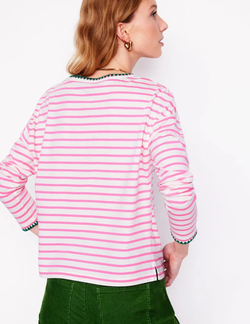 T-shirts & Tops | Oberteile | Boden Kastiges Oberteil mit Deckenstich-Naturweiß, Rosa Rose Naturweiß,RosaRose