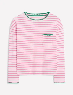 T-shirts & Tops | Oberteile | Boden Kastiges Oberteil mit Deckenstich-Naturweiß, Rosa Rose Naturweiß,RosaRose