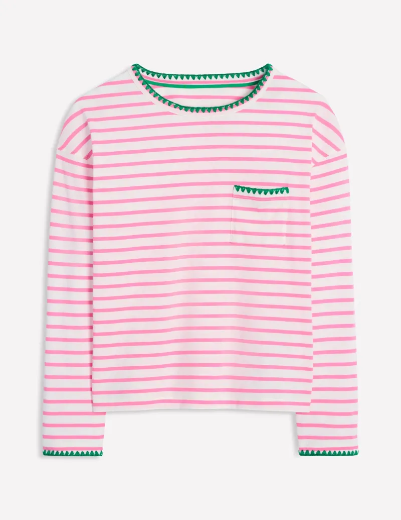 T-shirts & Tops | Oberteile | Boden Kastiges Oberteil mit Deckenstich-Naturweiß, Rosa Rose Naturweiß,RosaRose