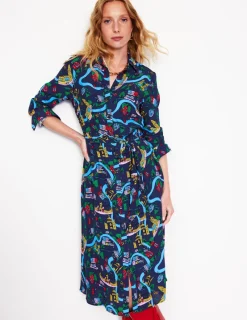 Kleider & Jumpsuits | Kleider In Petite | Boden Kate Midi-Hemdblusenkleid-Französisches Marineblau, London Town FranzösischesMarineblau,LondonTown