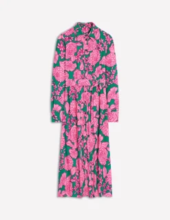 Kleider & Jumpsuits | Kleider In Petite | Boden Kate Midi-Hemdblusenkleid-Grün, Blütenkaskade Grün,Blütenkaskade