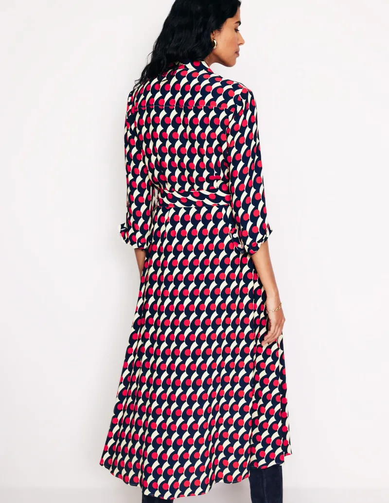 Kleider & Jumpsuits | Kleider In Petite | Boden Kate Midi-Hemdblusenkleid-Rot, Polka-Welle Rot,Polka-Welle