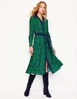 Kleider & Jumpsuits | Kleider In Petite | Boden Kate Midi-Hemdblusenkleid-Smaragdgrün, dekorative Flora Smaragdgrün,dekorativeFlora