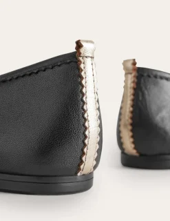 Flache Schuhe | Boden Kitty Ballerinas mit flexibler Sohle-Schwarzes Leder SchwarzesLeder