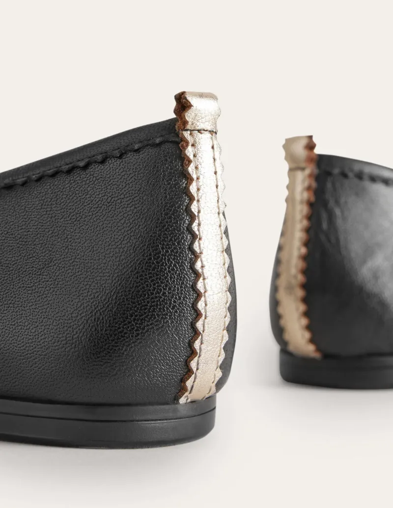 Flache Schuhe | Boden Kitty Ballerinas mit flexibler Sohle-Schwarzes Leder SchwarzesLeder