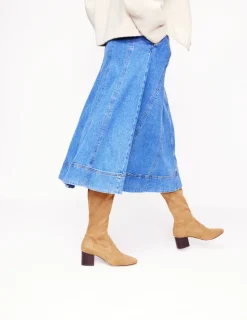 Absatzschuhe | Stiefel | Boden Kniehohe Stretchstiefel mit Absatz- Braun