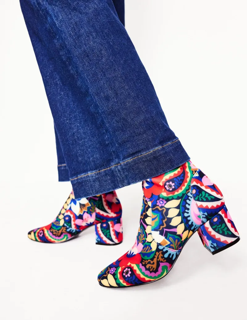Absatzschuhe | Stiefel | Boden Kniehohe Stretchstiefel mit Absatz-Bunt, Botanik-Paisley Bunt,Botanik-Paisley