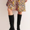 Stiefel | Absatzschuhe | Boden Kniehohe Stretchstiefel mit flacher Sohle- Schwarz