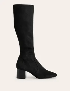Absatzschuhe | Stiefel | Boden Kniehohe Stretchstiefel mit Absatz- Schwarz