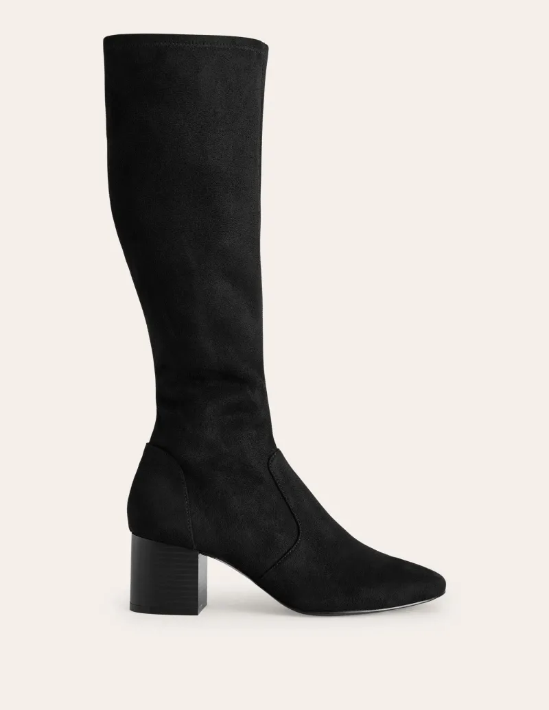 Absatzschuhe | Stiefel | Boden Kniehohe Stretchstiefel mit Absatz- Schwarz
