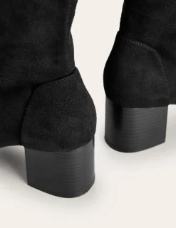 Absatzschuhe | Stiefel | Boden Kniehohe Stretchstiefel mit Absatz- Schwarz