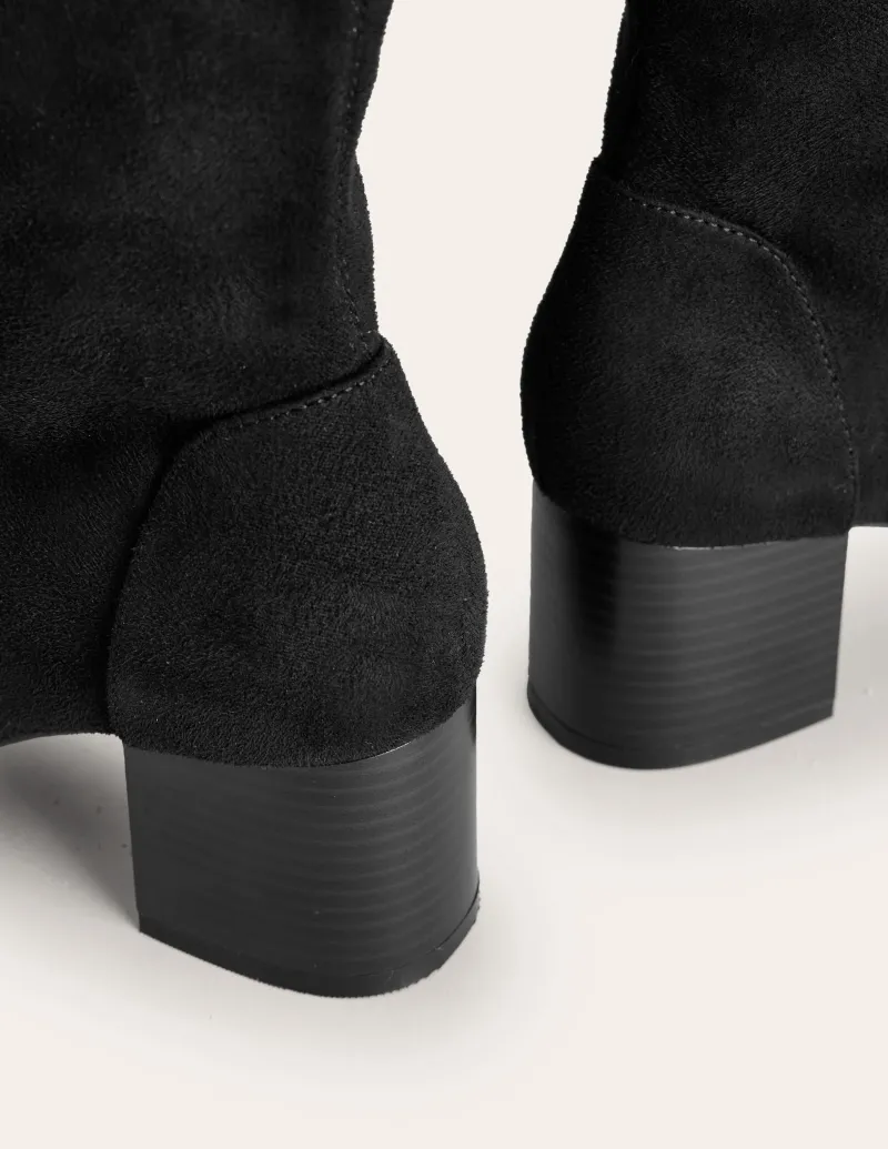Absatzschuhe | Stiefel | Boden Kniehohe Stretchstiefel mit Absatz- Schwarz