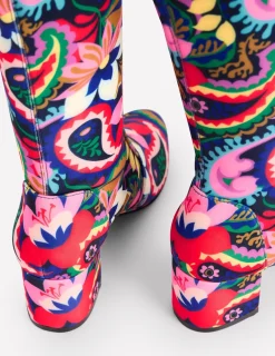 Absatzschuhe | Stiefel | Boden Kniehohe Stretchstiefel mit Absatz-Bunt, Botanik-Paisley Bunt,Botanik-Paisley