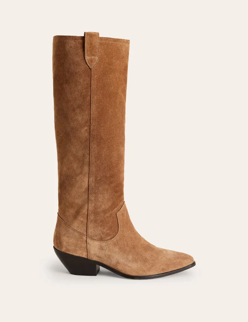 Absatzschuhe | Stiefel | Boden Kniehohe Westernstiefel-Rostbraun Veloursleder RostbraunVeloursleder