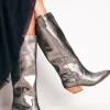 Stiefel | Absatzschuhe | Boden Kniehohe Westernstiefel- Silber