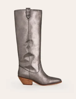 Stiefel | Absatzschuhe | Boden Kniehohe Westernstiefel- Silber