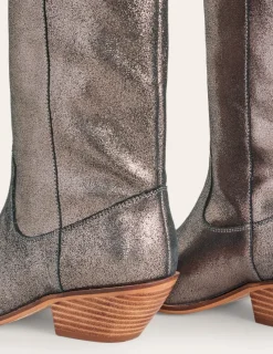 Stiefel | Absatzschuhe | Boden Kniehohe Westernstiefel- Silber