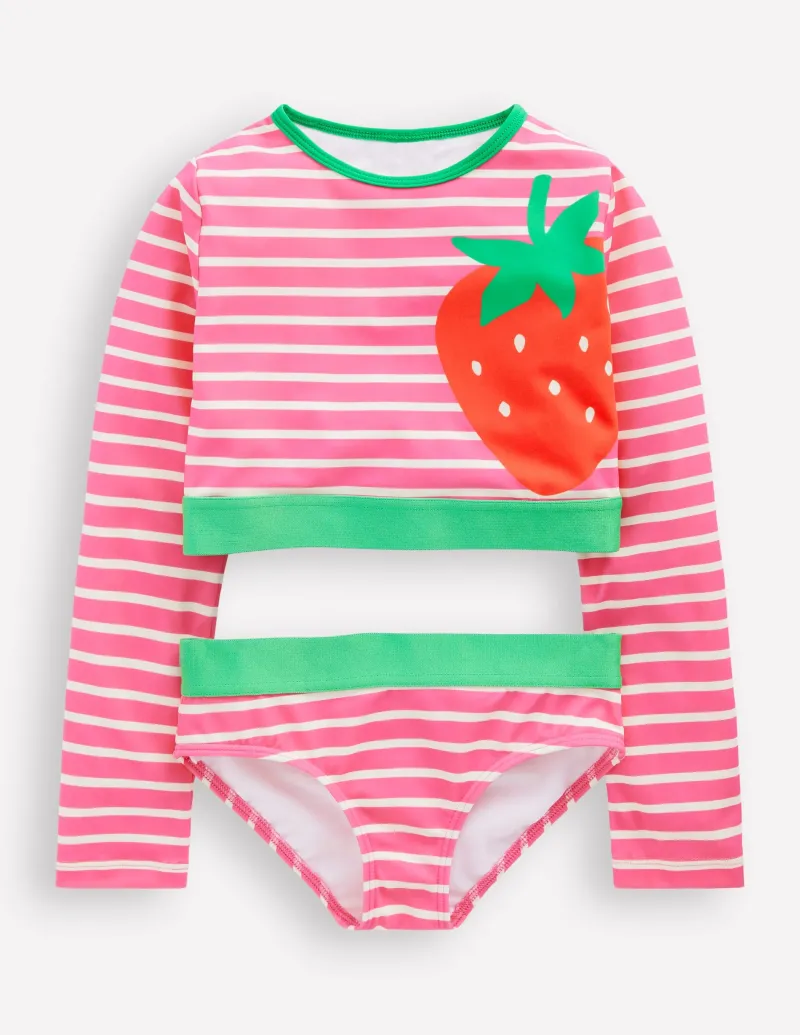 Bademode | Boden Kurzes Badeshirt-Set-Erdbeere Gestreift ErdbeereGestreift