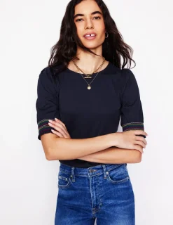 Nachtwäsche & Schlafanzüge | T-shirts & Tops | Boden Kurzärmeliges Oberteil mit gesmokten Bündchen- Marineblaue