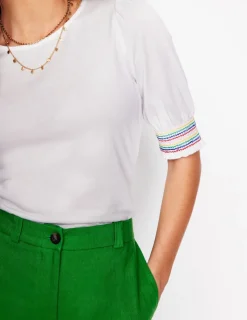 Nachtwäsche & Schlafanzüge | T-shirts & Tops | Boden Kurzärmeliges Oberteil mit gesmokten Bündchen- Weiß