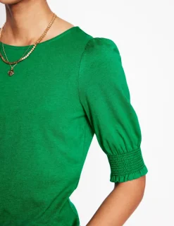 Nachtwäsche & Schlafanzüge | T-shirts & Tops | Boden Kurzärmeliges Oberteil mit gesmokten Bündchen-Grünes Tamburin GrünesTamburin