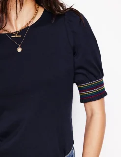 Nachtwäsche & Schlafanzüge | T-shirts & Tops | Boden Kurzärmeliges Oberteil mit gesmokten Bündchen- Marineblaue