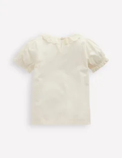 Oberteile & T-shirts | Boden Kurzärmeliges Oberteil mit Kragen-Naturweiß mit Lochstickerei NaturweißmitLochstickerei