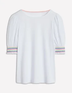 Nachtwäsche & Schlafanzüge | T-shirts & Tops | Boden Kurzärmeliges Oberteil mit gesmokten Bündchen- Weiß