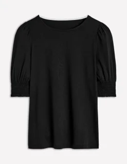 Nachtwäsche & Schlafanzüge | T-shirts & Tops | Boden Kurzärmeliges Oberteil mit gesmokten Bündchen- Schwarz