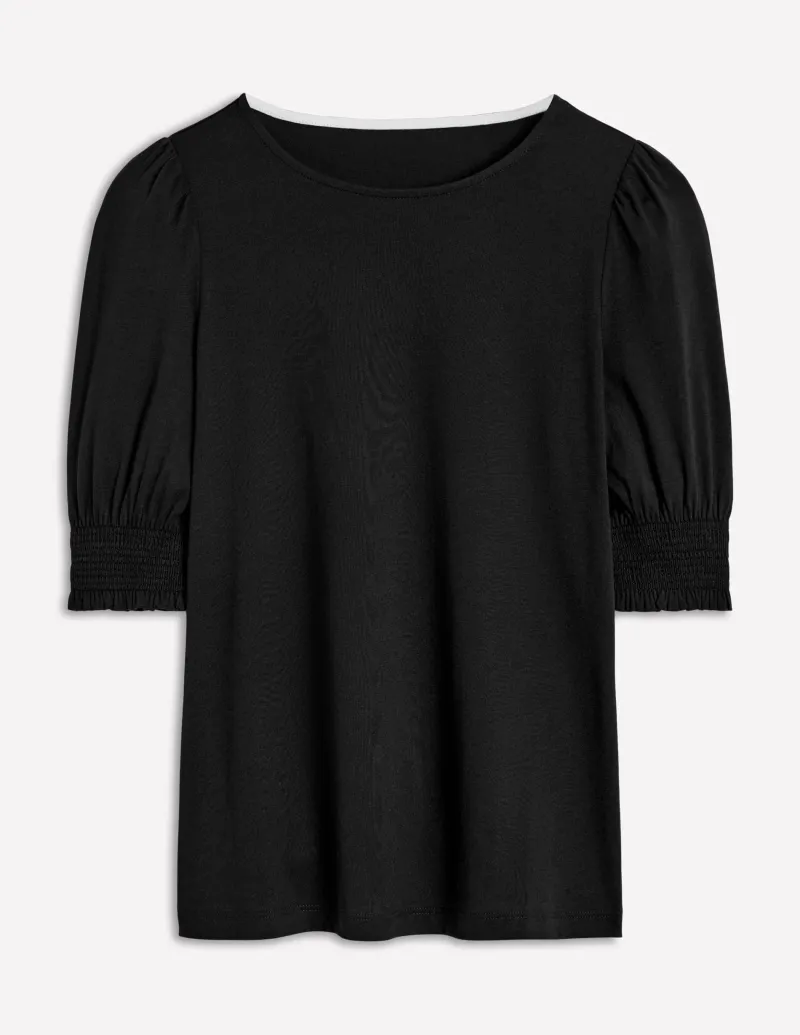 Nachtwäsche & Schlafanzüge | T-shirts & Tops | Boden Kurzärmeliges Oberteil mit gesmokten Bündchen- Schwarz
