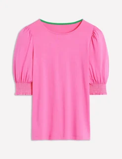 Nachtwäsche & Schlafanzüge | T-shirts & Tops | Boden Kurzärmeliges Oberteil mit gesmokten Bündchen- Rosa