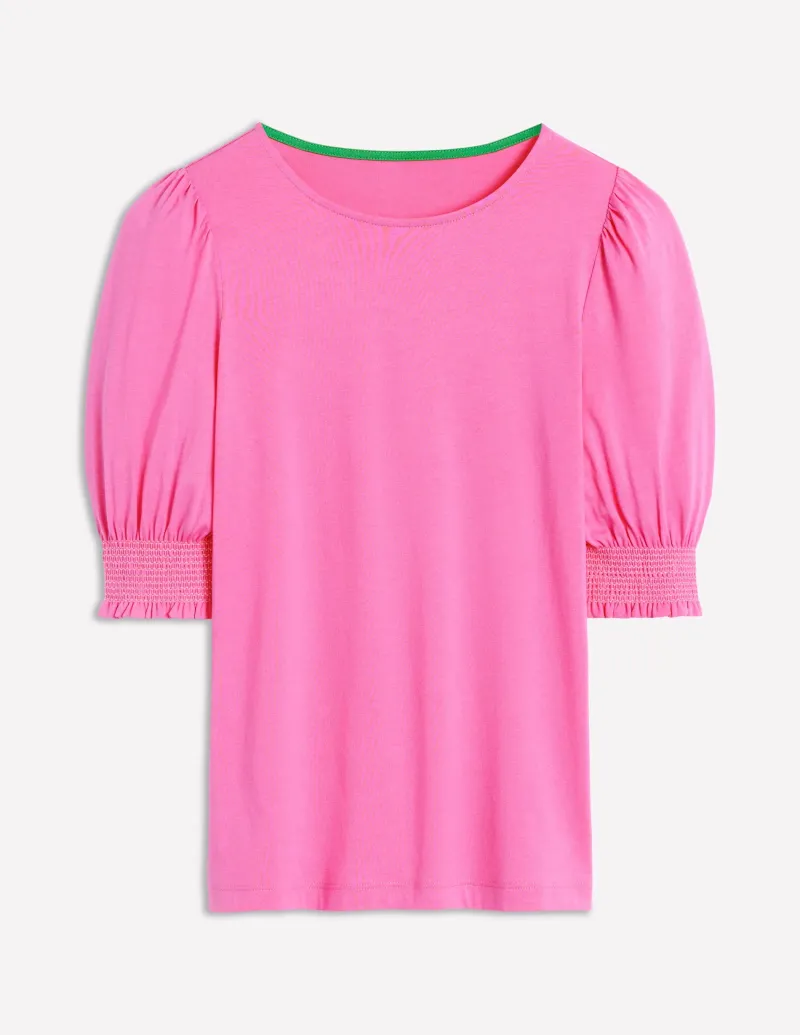 Nachtwäsche & Schlafanzüge | T-shirts & Tops | Boden Kurzärmeliges Oberteil mit gesmokten Bündchen- Rosa