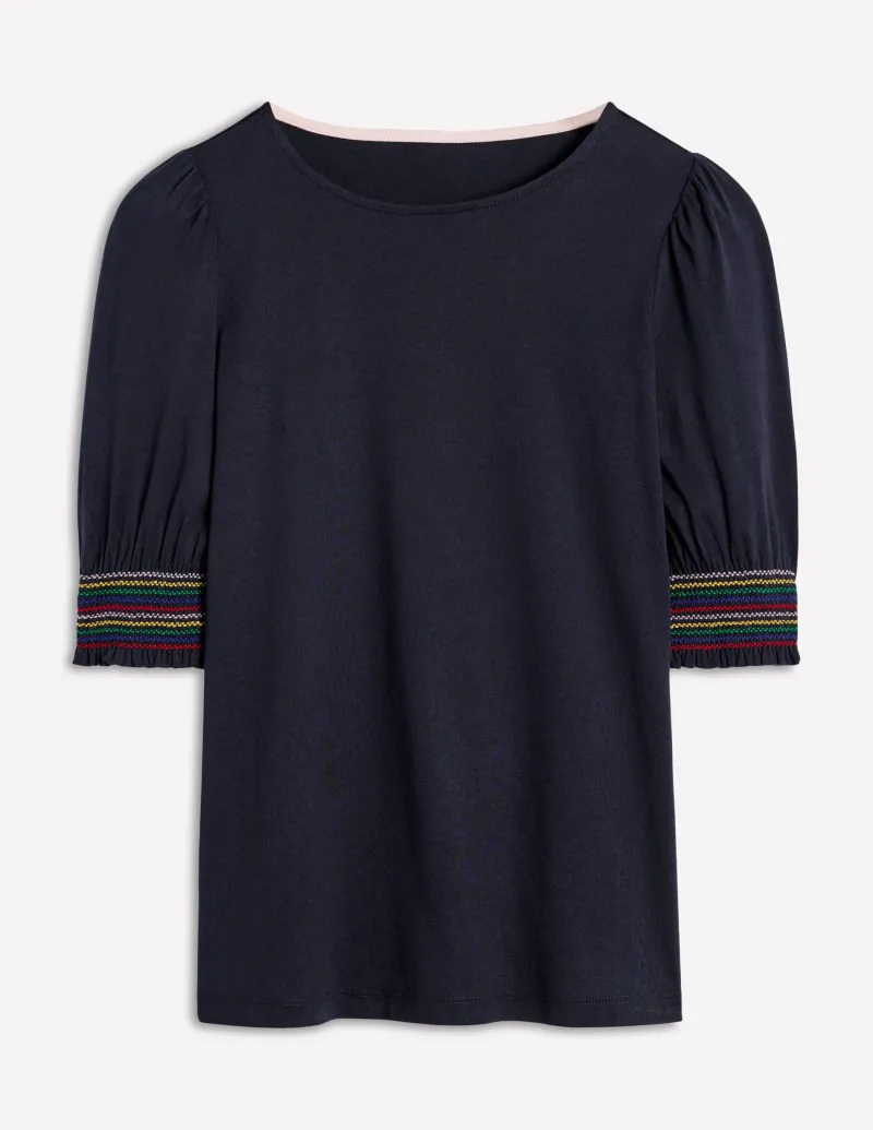 Nachtwäsche & Schlafanzüge | T-shirts & Tops | Boden Kurzärmeliges Oberteil mit gesmokten Bündchen- Marineblaue