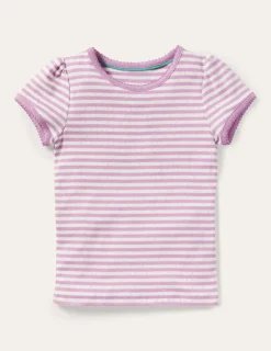 Oberteile & T-shirts | Boden Kurzärmliges Pointelle-Oberteil-Lila Flieder/Sanftes Naturweiß LilaFlieder/SanftesNaturweiß