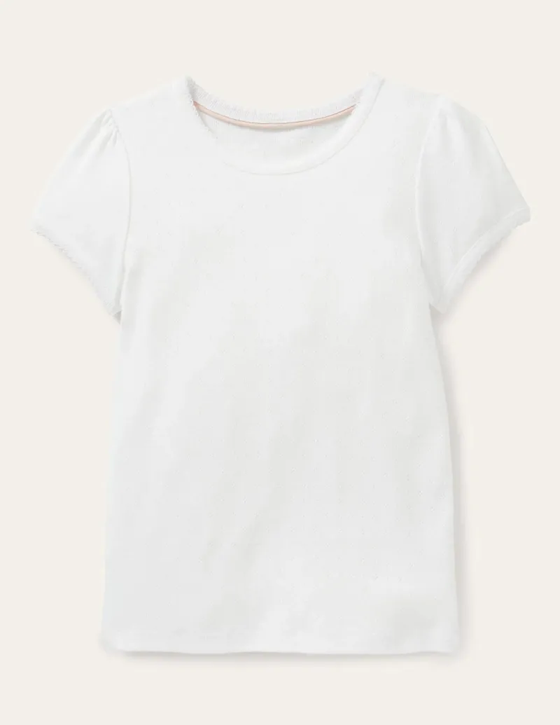 Oberteile & T-shirts | Boden Kurzärmliges Pointelle-Oberteil- Weiß