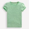 Oberteile & T-shirts | Boden Kurzärmliges Pointelle-Oberteil-Frühlingsgrün/Naturweiß Streifen Frühlingsgrün/NaturweißStreifen
