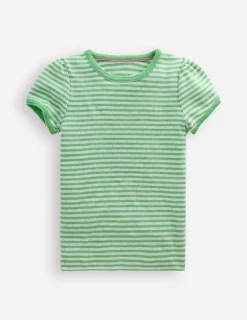 Oberteile & T-shirts | Boden Kurzärmliges Pointelle-Oberteil-Frühlingsgrün/Naturweiß Streifen Frühlingsgrün/NaturweißStreifen