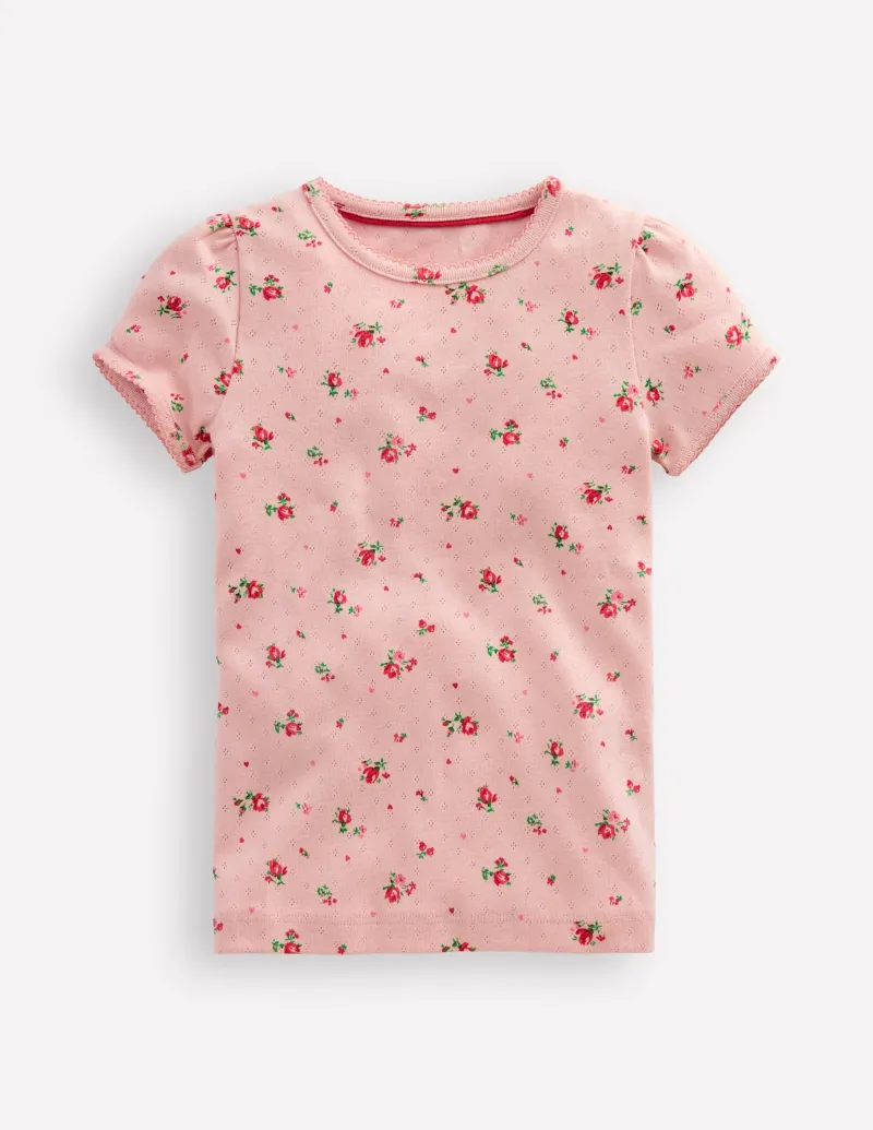 Oberteile & T-shirts | Boden Kurzärmliges Pointelle-Oberteil-Kreiderosa Rosenknospe KreiderosaRosenknospe