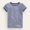 Oberteile & T-shirts | Boden Kurzärmliges Pointelle-Oberteil-Sanftes Naturweiß/Steuerbordblau SanftesNaturweiß/Steuerbordblau