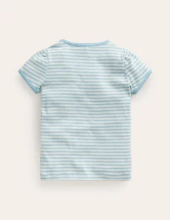 Oberteile & T-shirts | Boden Kurzärmliges Pointelle-Oberteil-Helles Himmelblau/Sanftes Naturweiß HellesHimmelblau/SanftesNaturweiß