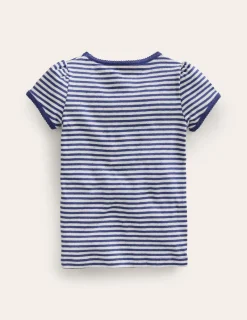 Oberteile & T-shirts | Boden Kurzärmliges Pointelle-Oberteil-Sanftes Naturweiß/Steuerbordblau SanftesNaturweiß/Steuerbordblau