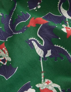 Nachtwäsche & Schlafanzüge | Boden Kuschelige Schlafanzüge im Doppelpack-Grün Drache und Streifen GrünDracheundStreifen