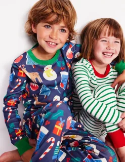 Nachtwäsche & Schlafanzüge | Boden Kuschelige Schlafanzüge im Doppelpack-Weihnachtsgeschenke und Streifen WeihnachtsgeschenkeundStreifen