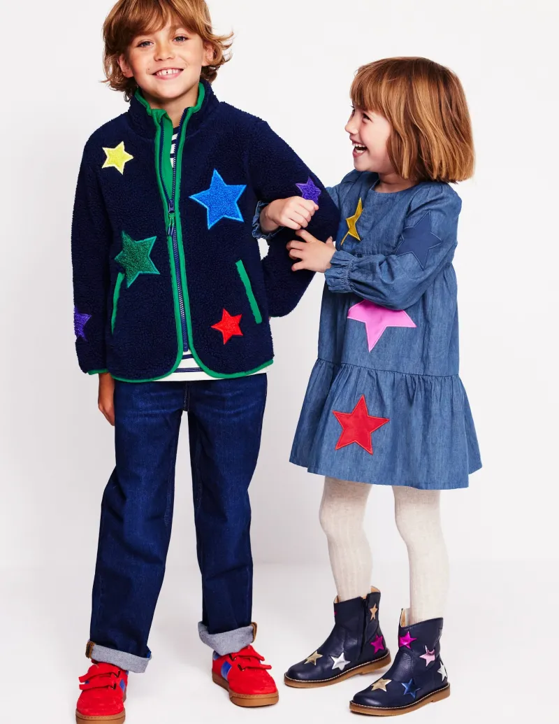 Mäntel & Jacken | Boden Kuschelige Teddyfell-Jacke-Schuluniform-Marineblau Stern Schuluniform-MarineblauStern