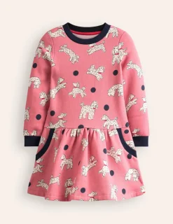 Kleider | Boden Kuscheliges, bedrucktes Sweatshirt-Kleid- Almond