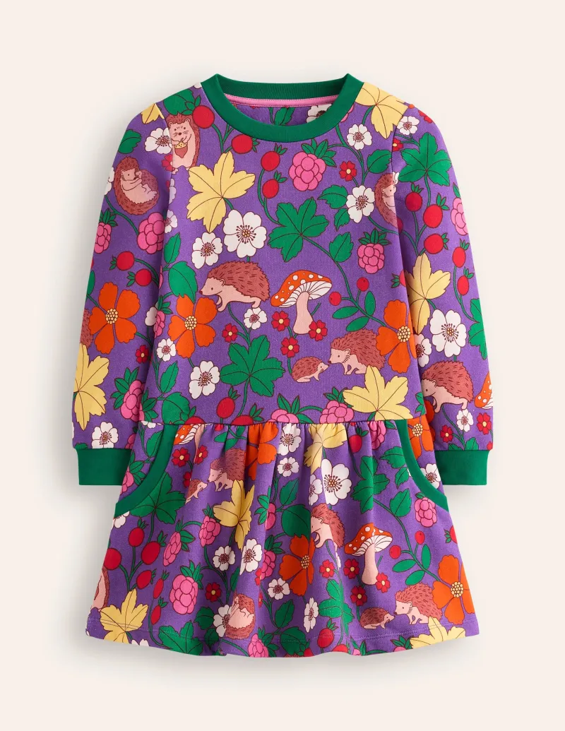 Kleider | Boden Kuscheliges, bedrucktes Sweatshirt-Kleid- Black