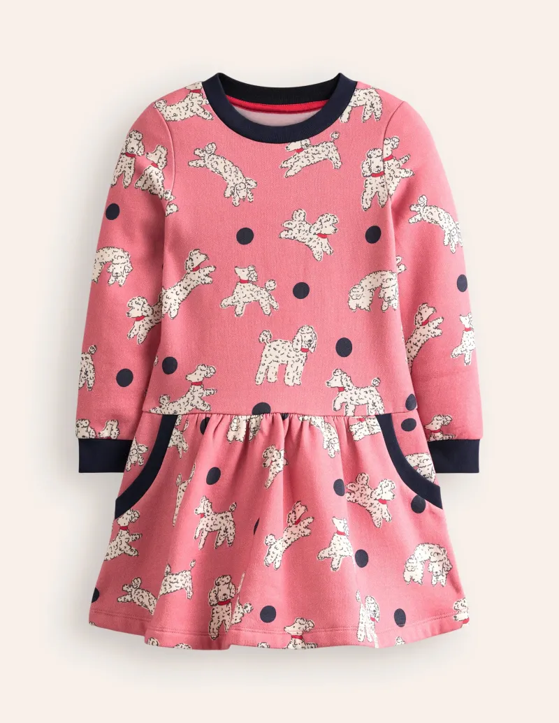 Kleider | Boden Kuscheliges, bedrucktes Sweatshirt-Kleid- Almond
