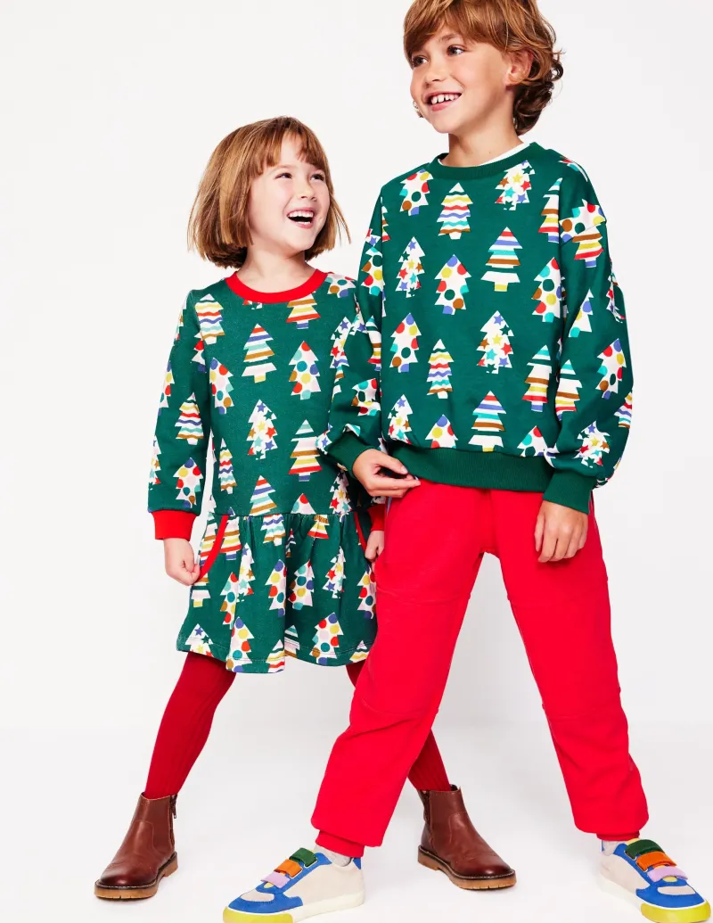 Kleider | Boden Kuscheliges, bedrucktes Sweatshirt-Kleid- Almond