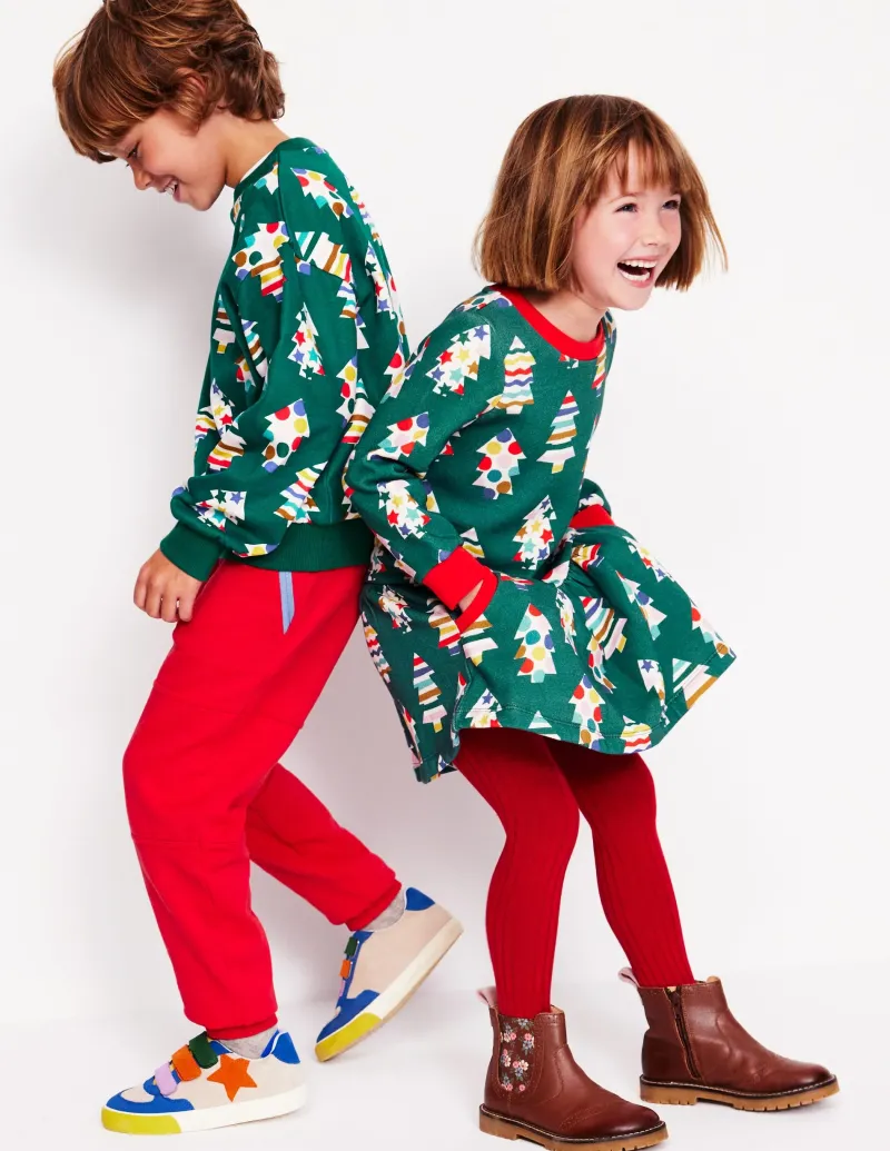 Kleider | Boden Kuscheliges, bedrucktes Sweatshirt-Kleid- Almond